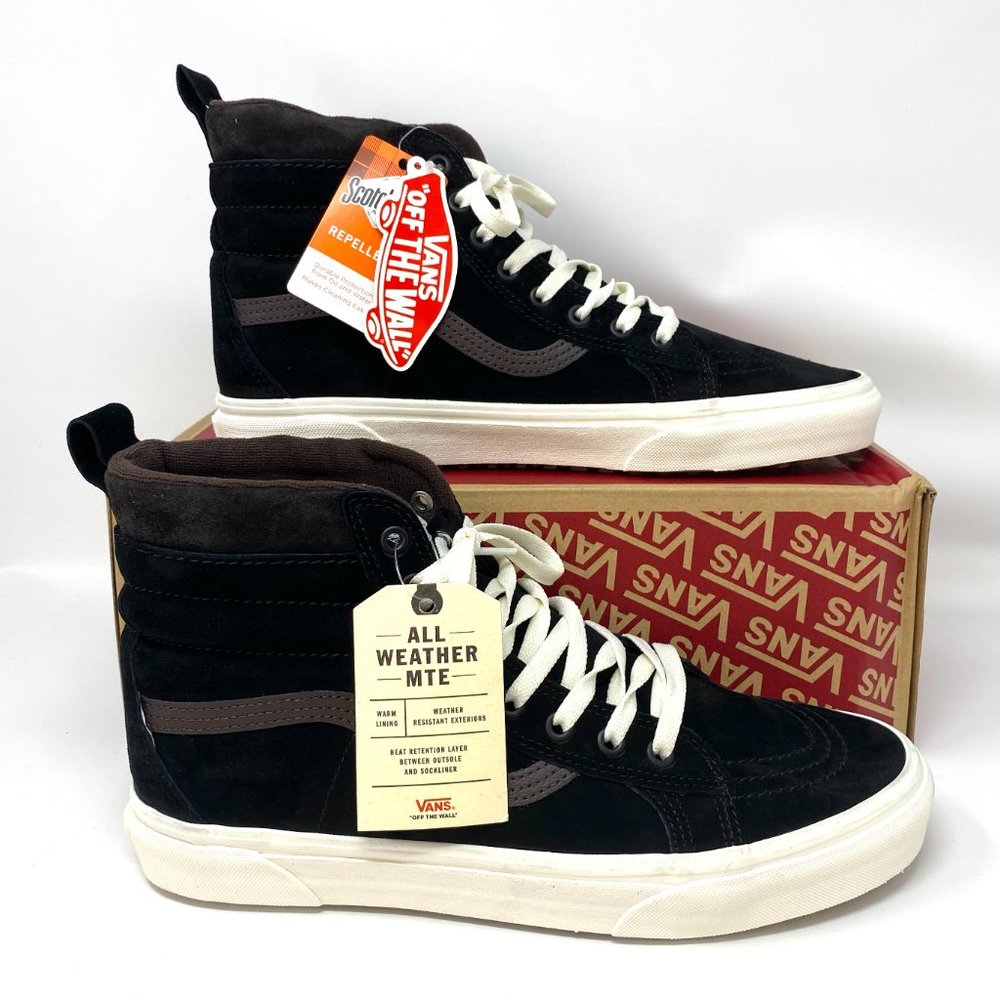 VANS Sk8-Hi MTE Boots Suede Black Brown High Top Winter Shoes Women VN0A4BV7V3Z1 - Picture 2 of 9